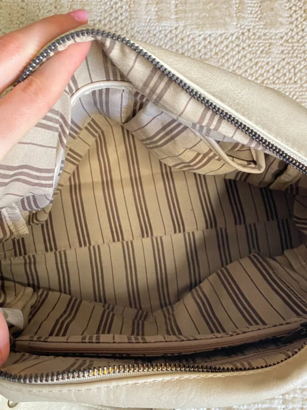 Ivory Studded Hobo Shoulder Bag – Gold Hardware